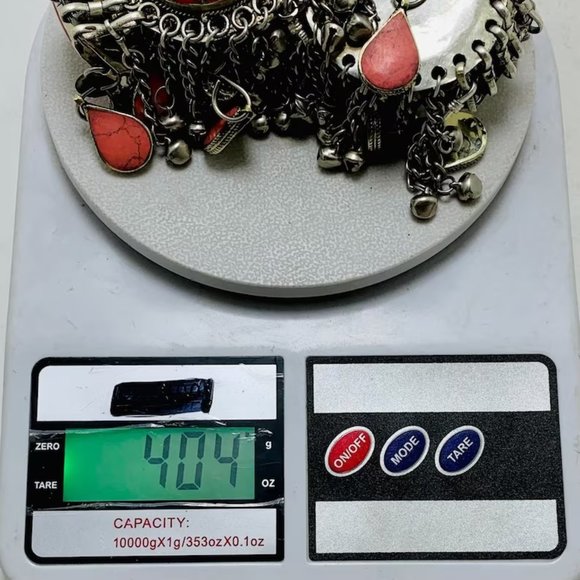 Vintage Kuchi Coral Stone Belly Dance Belt: Afghan Tribal Jewelry main image 6